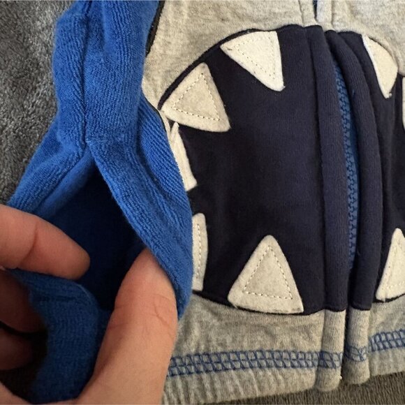 Hanna Andersson Baby Sunsoft Terry Shark Hoodie Size 6-12M Blue Swim Cover up - Picture 4 of 9
